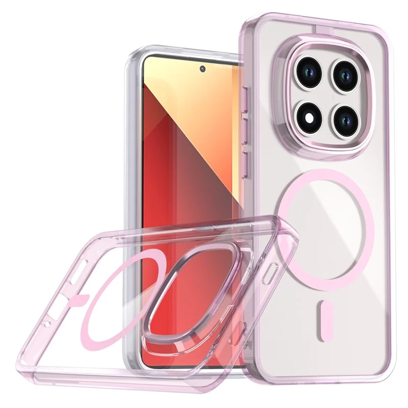 For Xiaomi Redmi Note 15 Pro 5G (Global) Magnetic Case Shockproof TPU + PC Clear Phone Cover - Pink