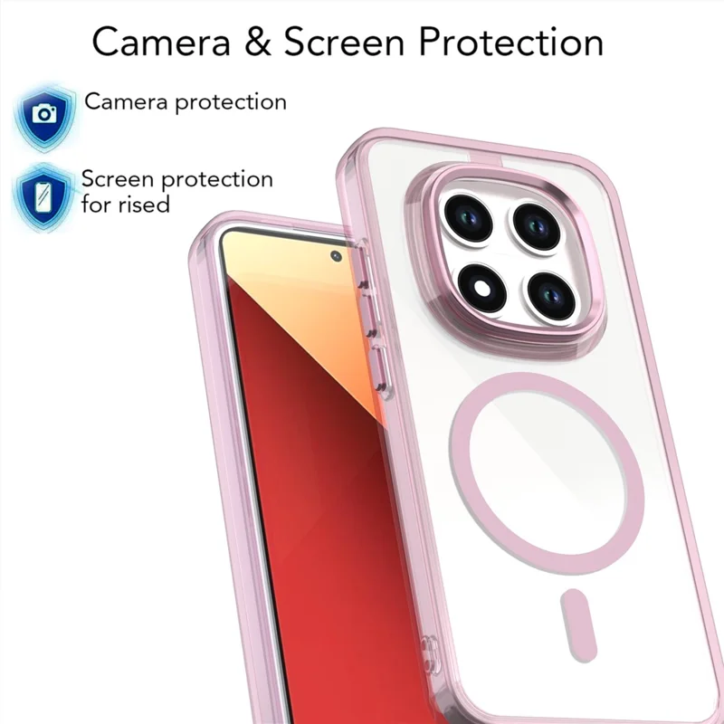 For Xiaomi Redmi Note 15 Pro 5G (Global) Magnetic Case Shockproof TPU + PC Clear Phone Cover - Pink