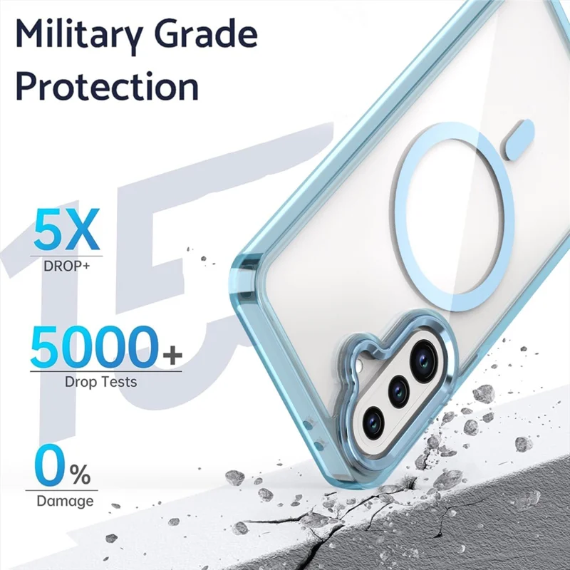 Magnetic Case For Samsung Galaxy A37 5G  /  A36 5G Shockproof TPU + PC Clear Phone Cover - Blue