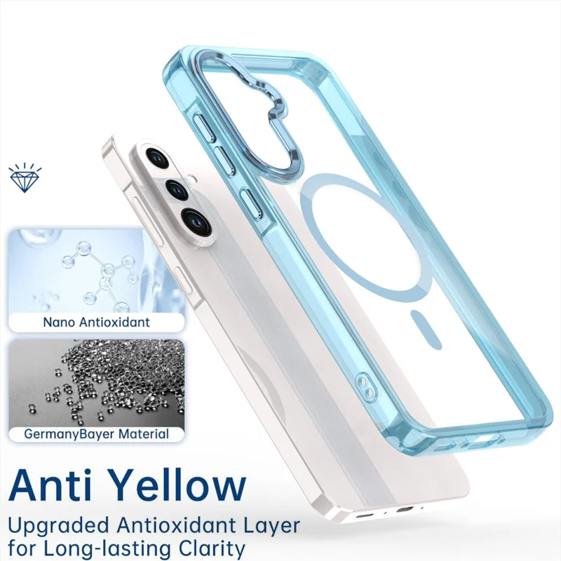 For Samsung Galaxy A56 5G Magnetic Case Shockproof TPU + PC Clear Phone Cover - Blue
