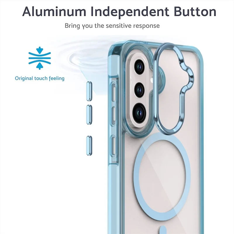 For Samsung Galaxy A56 5G Magnetic Case Shockproof TPU + PC Clear Phone Cover - Blue