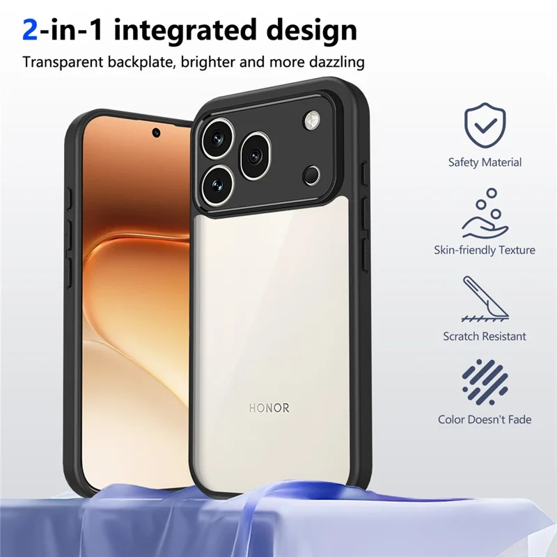 Coque pour Honor 600 Pro 5G, finition mate tactile transparente en PC + TPU résistant aux chocs - Noir