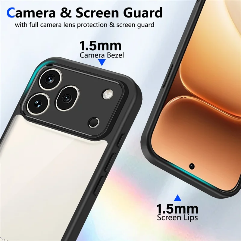 Coque pour Honor 600 Pro 5G, finition mate tactile transparente en PC + TPU résistant aux chocs - Noir