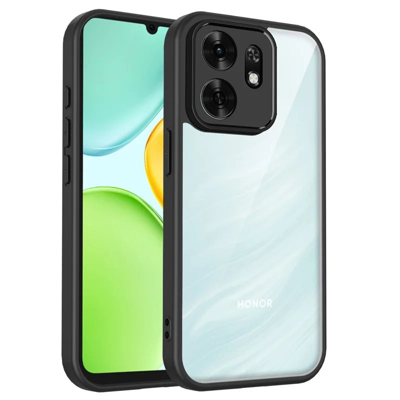 Funda para Honor X6d 5G, acabado mate tacto piel, transparente PC + TPU, resistente a impactos, color negro