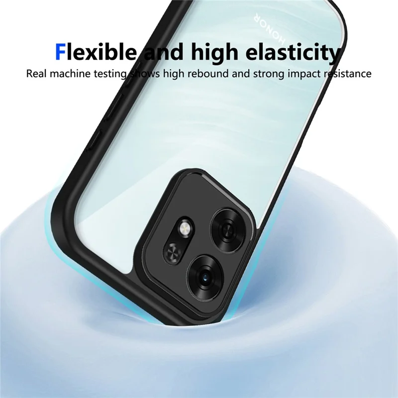 Funda para Honor X6d 5G, acabado mate tacto piel, transparente PC + TPU, resistente a impactos, color negro
