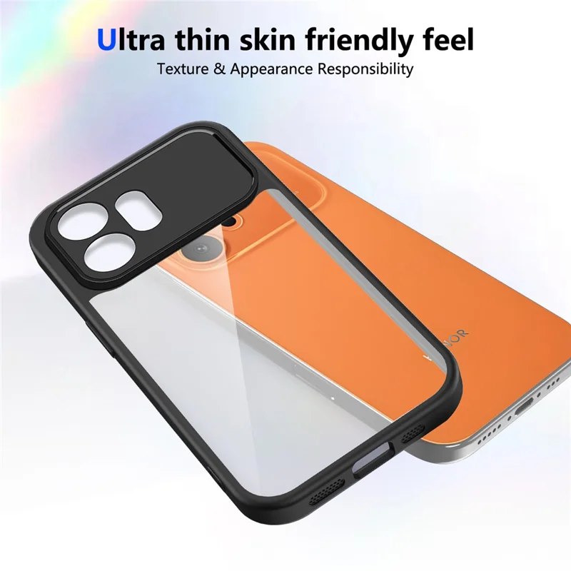 Für Honor 600 5G Hülle Matt Skin-Touch Transparent PC + TPU Stoßfest Handy-Rückseite – Schwarz