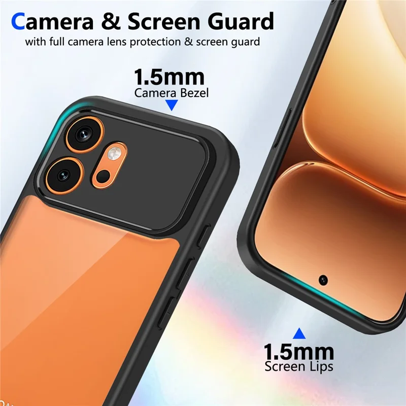 Für Honor 600 5G Hülle Matt Skin-Touch Transparent PC + TPU Stoßfest Handy-Rückseite – Schwarz