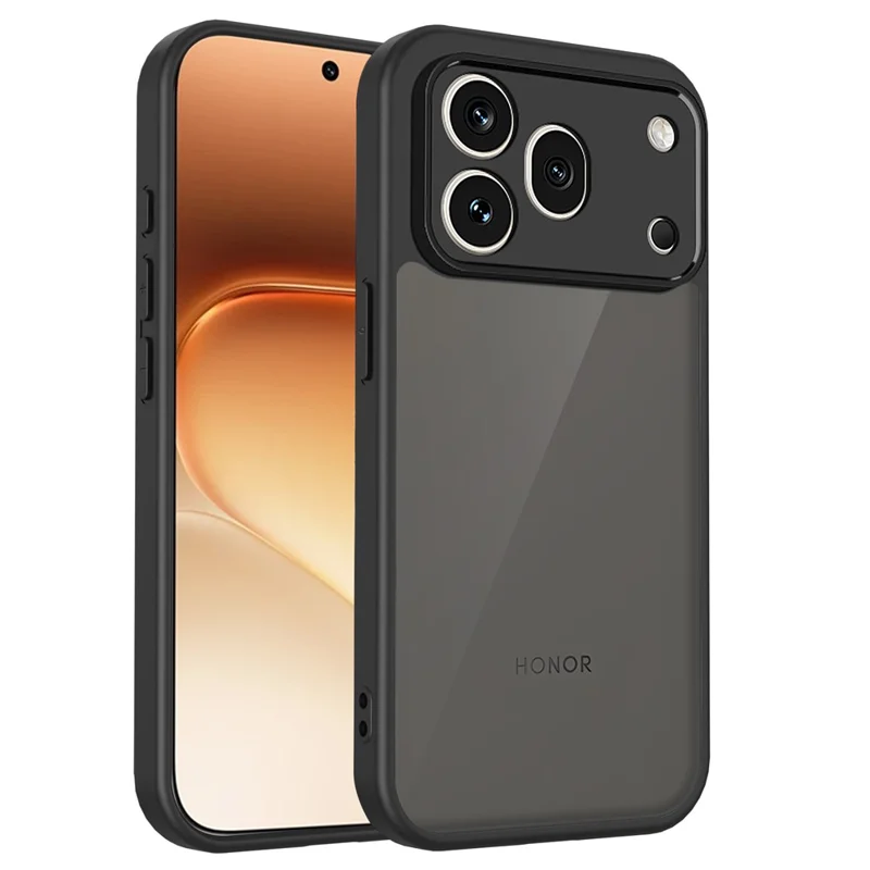 Cover per Honor 600 Pro 5G, Custodia Tattile Opaca in PC+TPU Antiurto - Nera Trasparente
