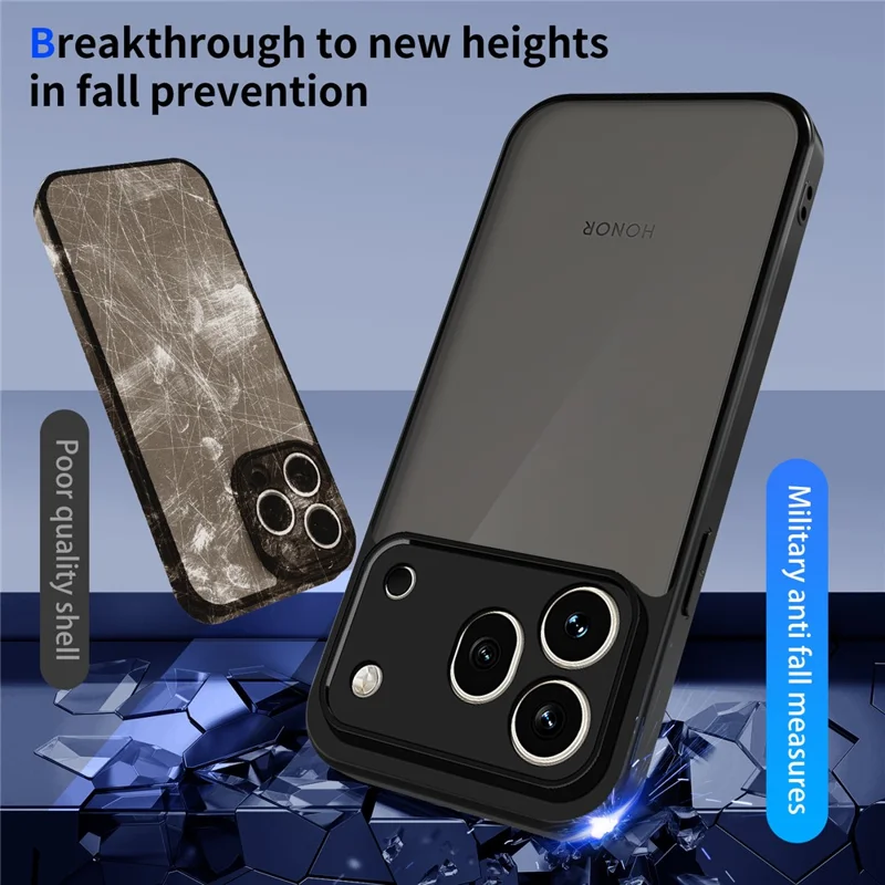 Cover per Honor 600 Pro 5G, Custodia Tattile Opaca in PC+TPU Antiurto - Nera Trasparente