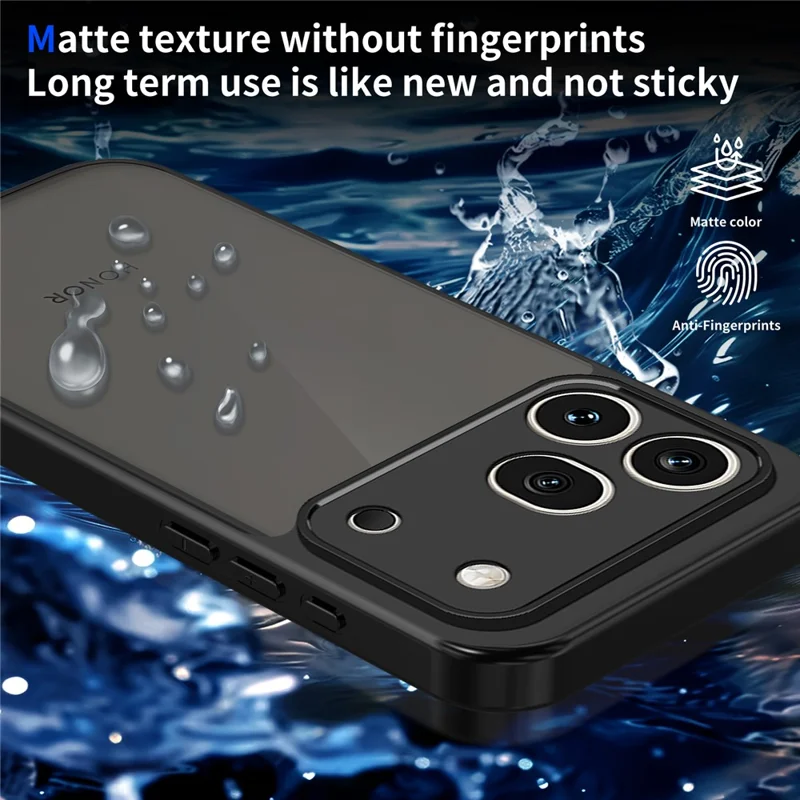 Cover per Honor 600 Pro 5G, Custodia Tattile Opaca in PC+TPU Antiurto - Nera Trasparente