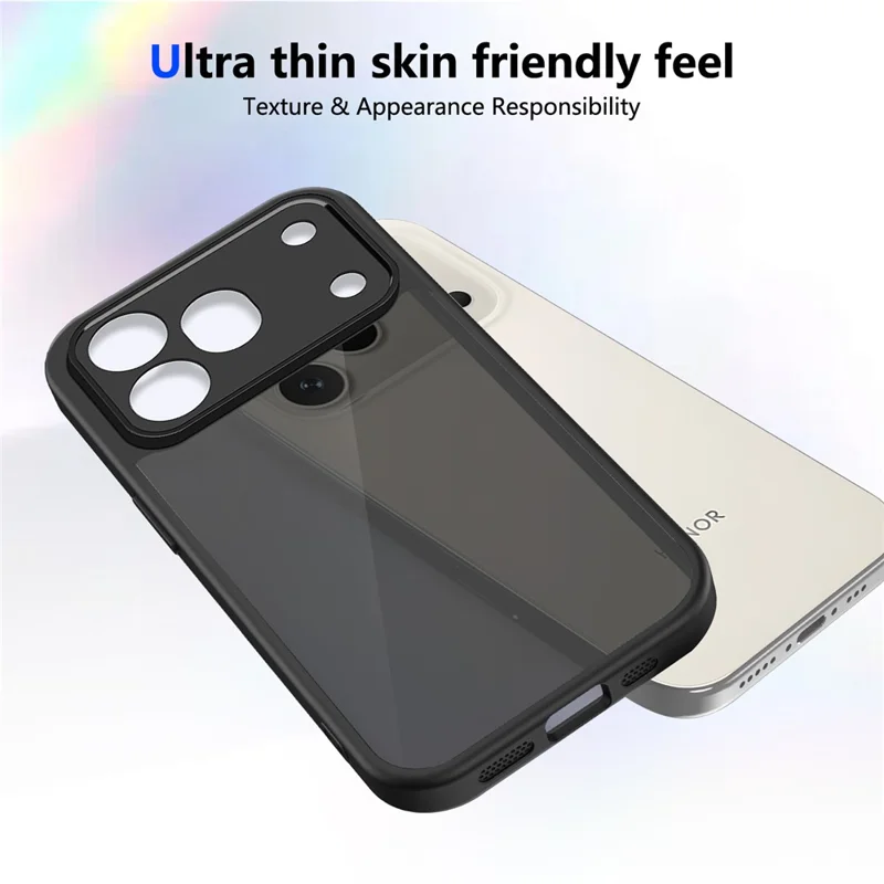 Cover per Honor 600 Pro 5G, Custodia Tattile Opaca in PC+TPU Antiurto - Nera Trasparente