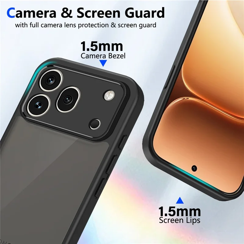 Cover per Honor 600 Pro 5G, Custodia Tattile Opaca in PC+TPU Antiurto - Nera Trasparente