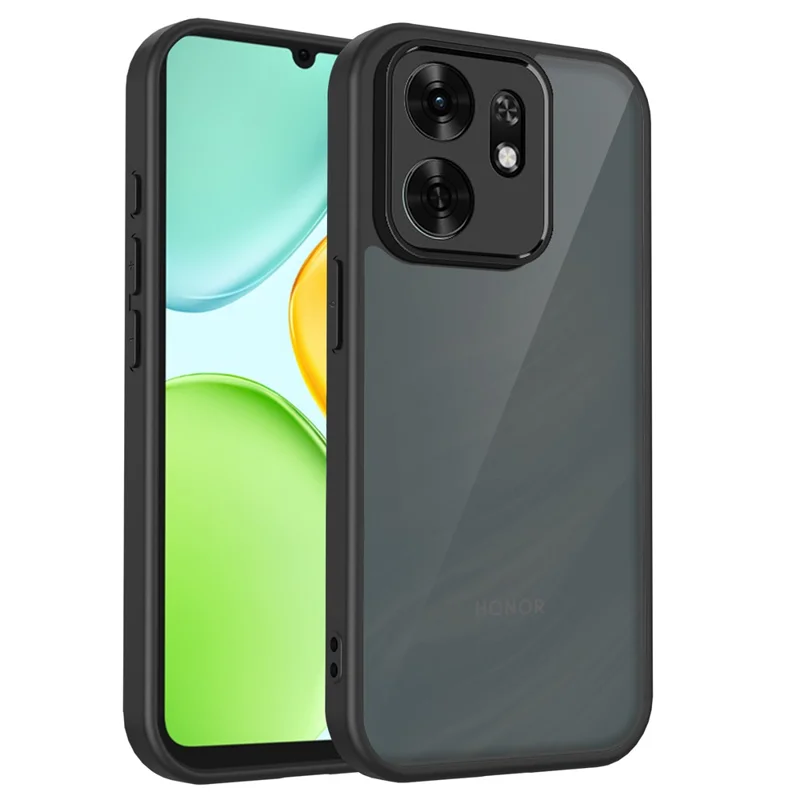 Funda para Honor X6d 5G, carcasa táctil mate de PC + TPU, protección híbrida contra caídas - Negro transparente