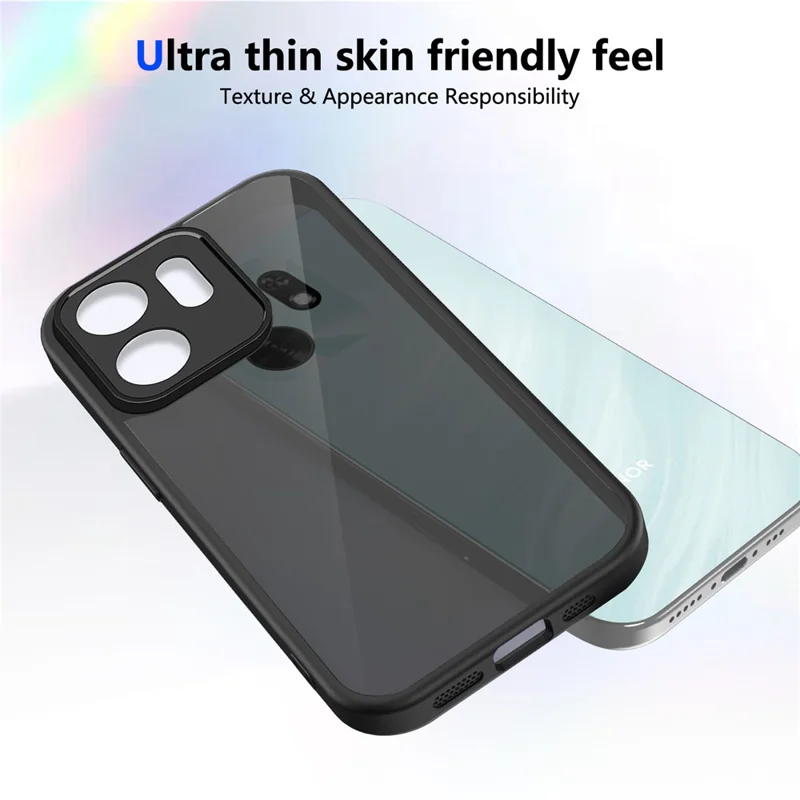 Funda para Honor X6d 5G, carcasa táctil mate de PC + TPU, protección híbrida contra caídas - Negro transparente