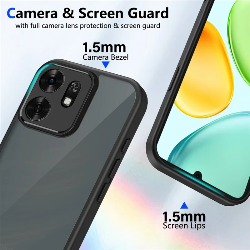 Funda para Honor X6d 5G, carcasa táctil mate de PC + TPU, protección híbrida contra caídas - Negro transparente