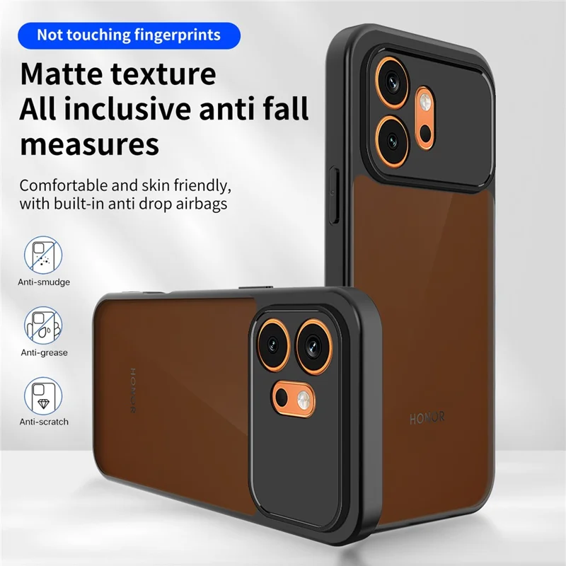 Für Honor 600 5G Hülle Skin Touch Matt PC + TPU Anti-Drop Handyhülle - Transparent Schwarz