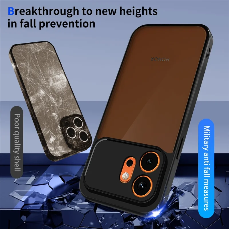 Für Honor 600 5G Hülle Skin Touch Matt PC + TPU Anti-Drop Handyhülle - Transparent Schwarz