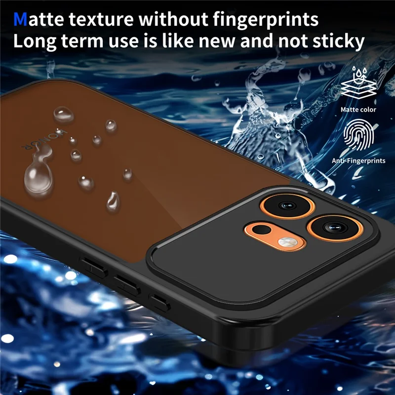 Für Honor 600 5G Hülle Skin Touch Matt PC + TPU Anti-Drop Handyhülle - Transparent Schwarz