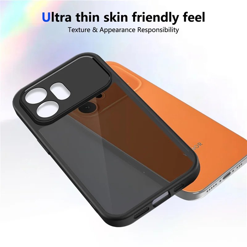 Für Honor 600 5G Hülle Skin Touch Matt PC + TPU Anti-Drop Handyhülle - Transparent Schwarz