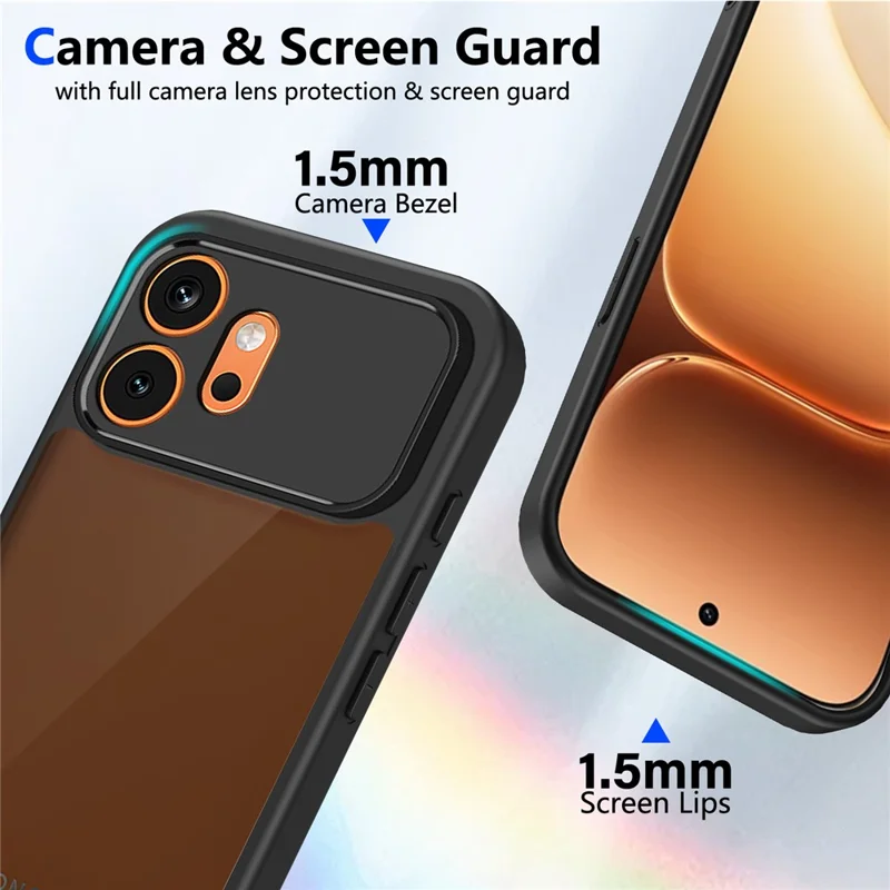 Für Honor 600 5G Hülle Skin Touch Matt PC + TPU Anti-Drop Handyhülle - Transparent Schwarz