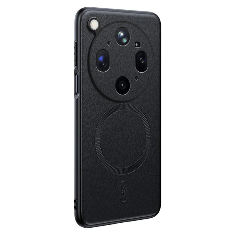 For Oppo Find X9 Ultra 5G Magnetic Case Leather Coated TPU + PC Phone Cover - Black