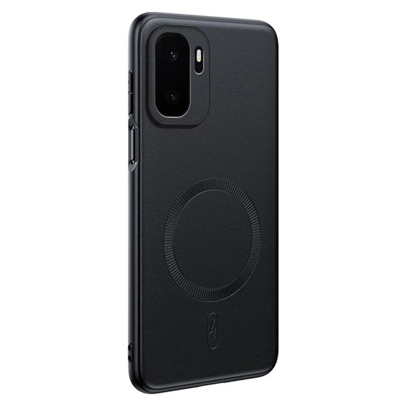 For OnePlus Ace 6 Ultra 5G Magnetic Case Leather Coated TPU + PC Phone Cover - Black