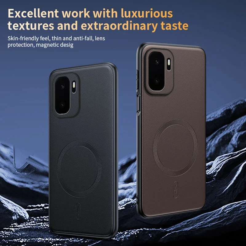 For OnePlus Ace 6 Ultra 5G Magnetic Case Leather Coated TPU + PC Phone Cover - Black