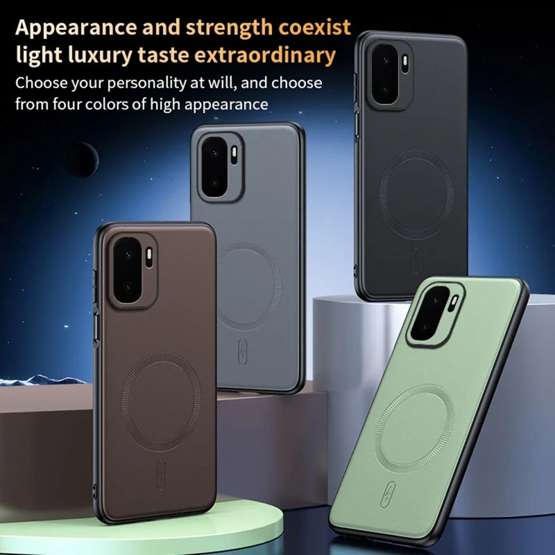For OnePlus Ace 6 Ultra 5G Magnetic Case Leather Coated TPU + PC Phone Cover - Black