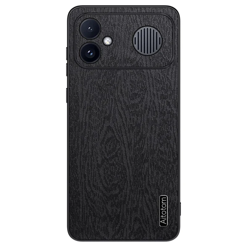 Cover per Xiaomi Redmi K90 Max 5G con Texture in Legno in PU con Rivestimento PC e TPU - Nero