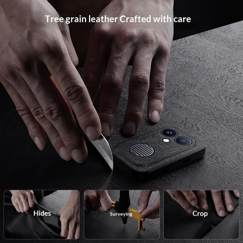 Cover per Xiaomi Redmi K90 Max 5G con Texture in Legno in PU con Rivestimento PC e TPU - Nero