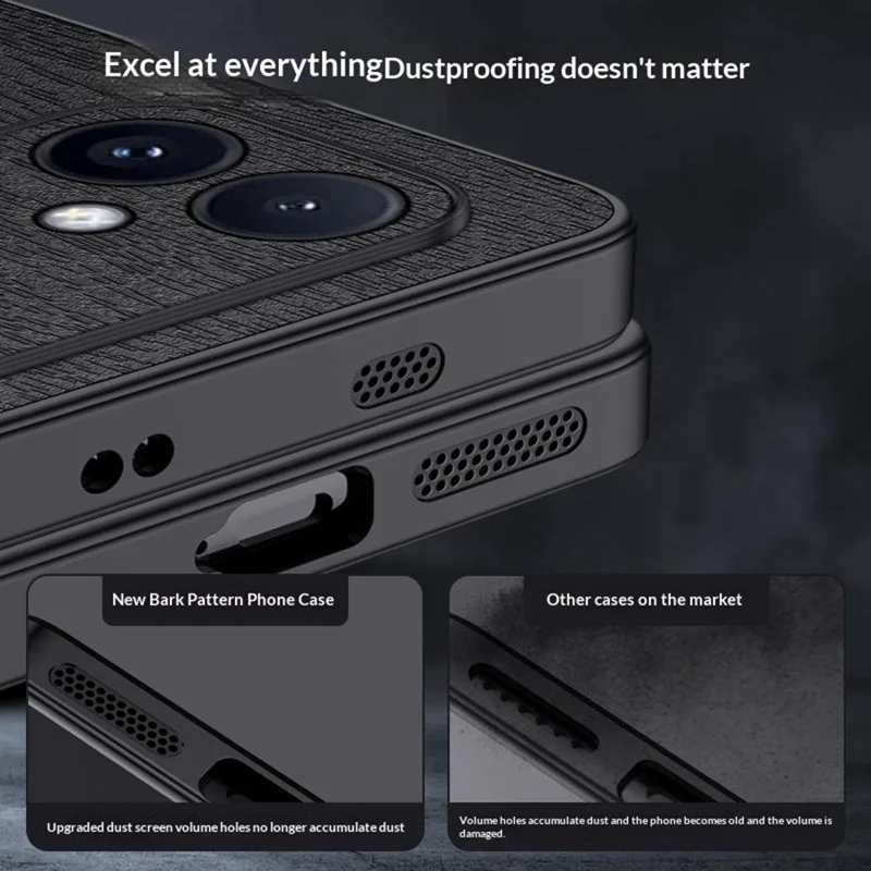 Cover per Xiaomi Redmi K90 Max 5G con Texture in Legno in PU con Rivestimento PC e TPU - Nero