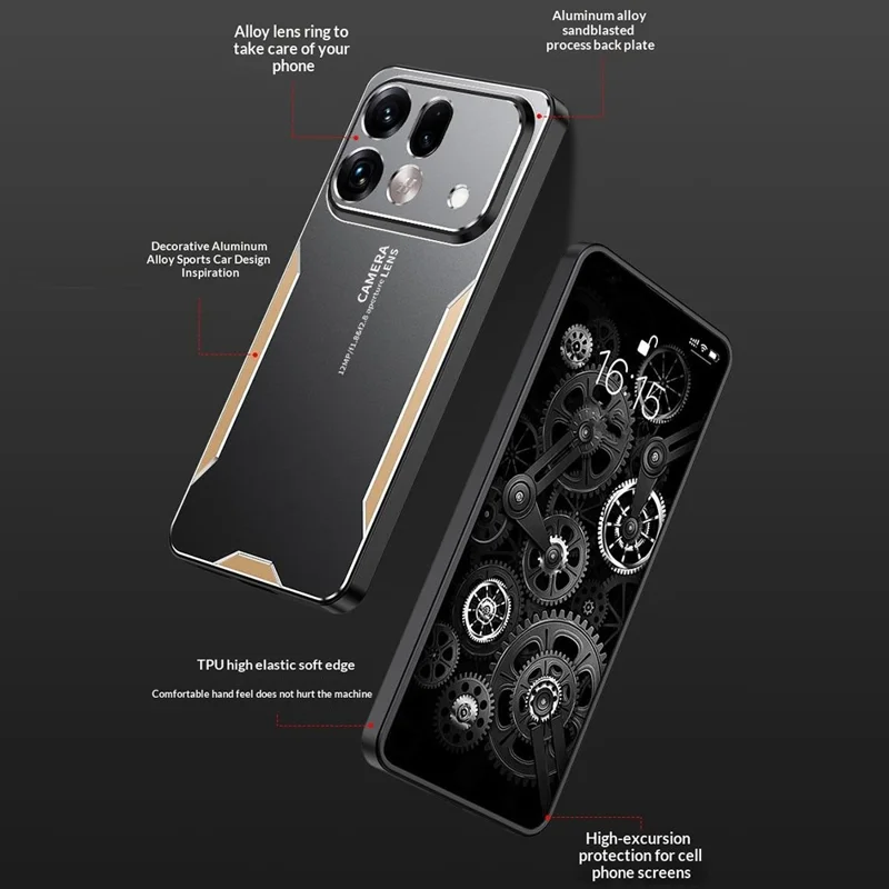 For Oppo Find X9s Pro 5G Phone Case Aluminium Alloy TPU PC Back Cover - Gold