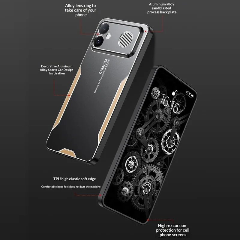 Cover per Xiaomi Redmi K90 Max 5G in Lega di Alluminio, TPU e PC - Oro