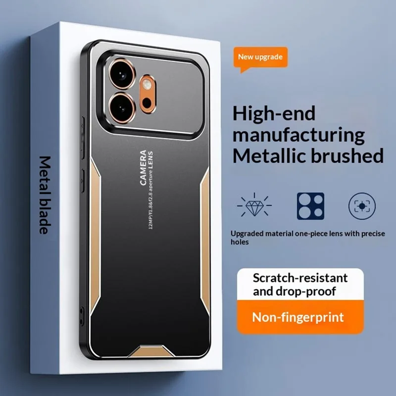 For Honor 600 5G Phone Case Aluminium Alloy TPU PC Back Cover - Gold