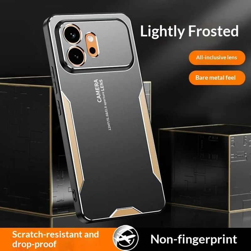 For Honor 600 5G Phone Case Aluminium Alloy TPU PC Back Cover - Gold