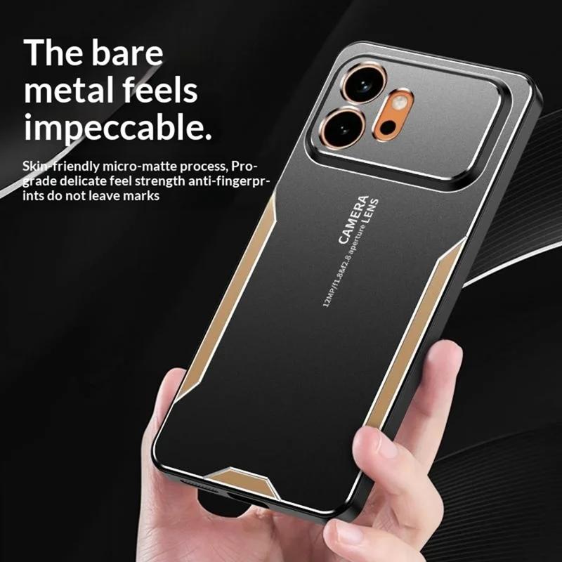 For Honor 600 5G Phone Case Aluminium Alloy TPU PC Back Cover - Gold