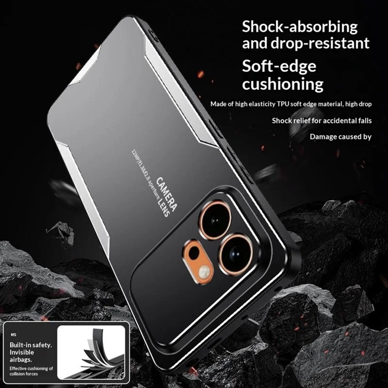 For Honor 600 5G Phone Case Aluminium Alloy TPU PC Back Cover - Gold