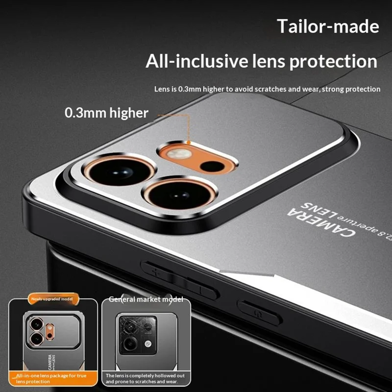For Honor 600 5G Phone Case Aluminium Alloy TPU PC Back Cover - Gold