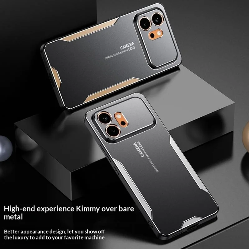 For Honor 600 5G Phone Case Aluminium Alloy TPU PC Back Cover - Gold