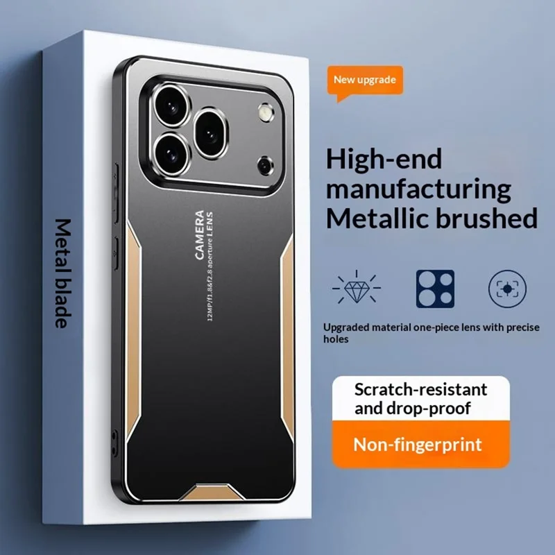Funda para Honor 600 Pro 5G, carcasa trasera de aleación de aluminio, TPU y PC - Dorado