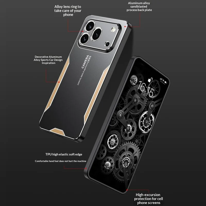 Funda para Honor 600 Pro 5G, carcasa trasera de aleación de aluminio, TPU y PC - Dorado