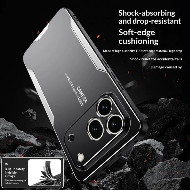 Funda para Honor 600 Pro 5G, carcasa trasera de aleación de aluminio, TPU y PC - Dorado