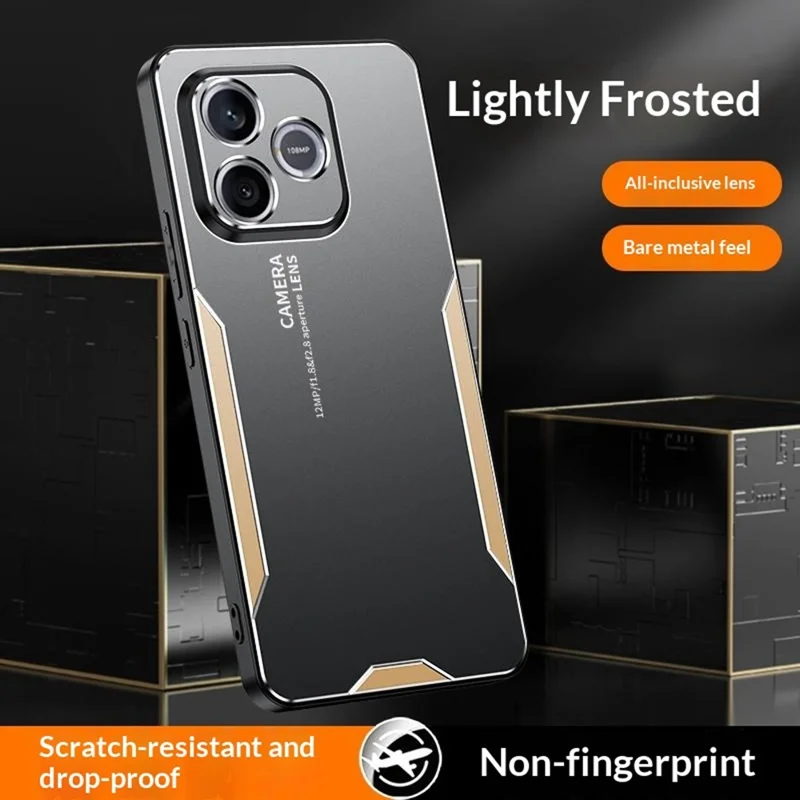 For Honor X80i 5G Phone Case Aluminium Alloy TPU PC Back Cover - Gold