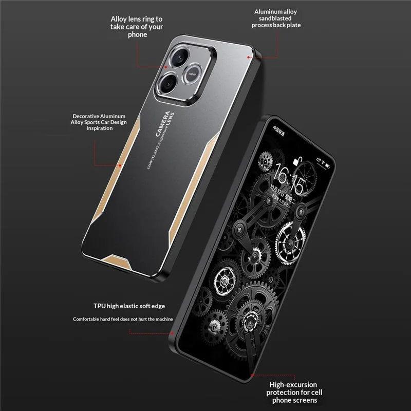 For Honor X80i 5G Phone Case Aluminium Alloy TPU PC Back Cover - Gold