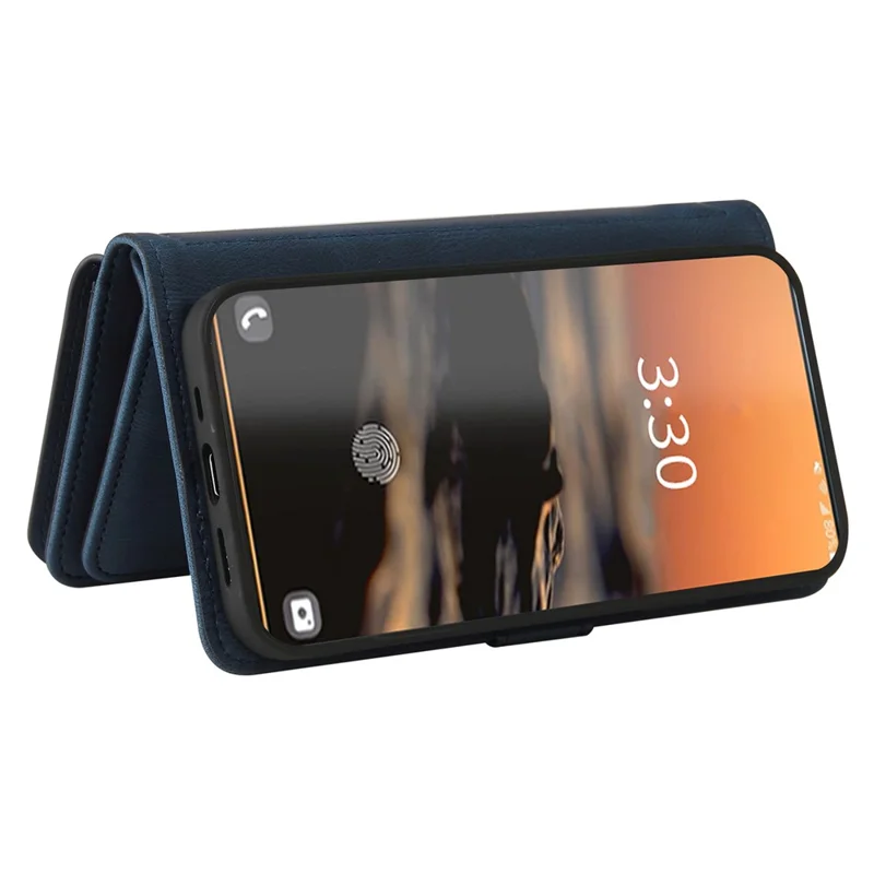 For Samsung Galaxy S23 Ultra Zipper Wallet Case with 15 Card Slots and Strap Leather Phone Cover - Blue