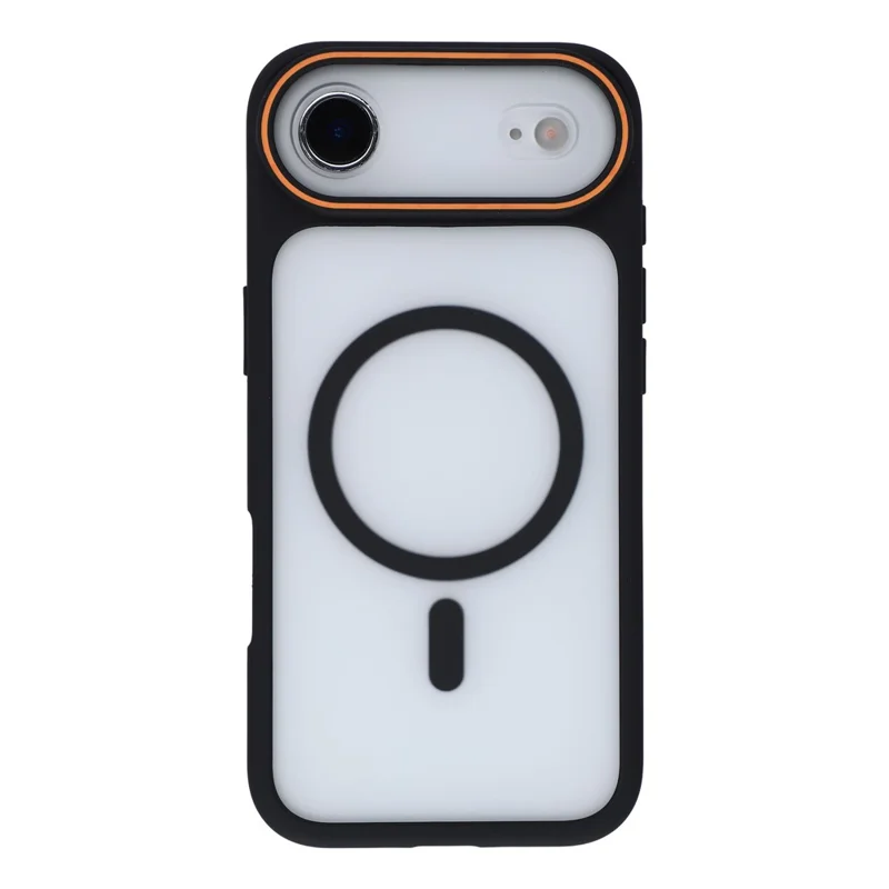 For iPhone Air Magnetic Case Large Viewing Window TPU + PC Shockproof Phone Cover - Black
