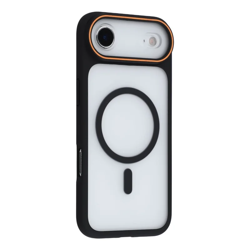 For iPhone Air Magnetic Case Large Viewing Window TPU + PC Shockproof Phone Cover - Black