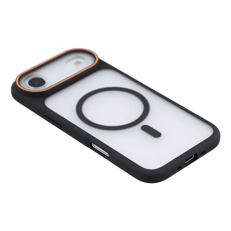 For iPhone Air Magnetic Case Large Viewing Window TPU + PC Shockproof Phone Cover - Black