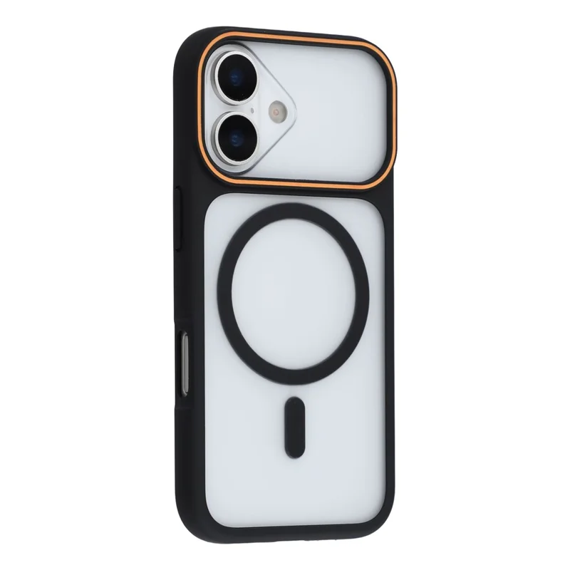 For iPhone 17 Magnetic Case Large Viewing Window TPU + PC Shockproof Phone Cover - Black