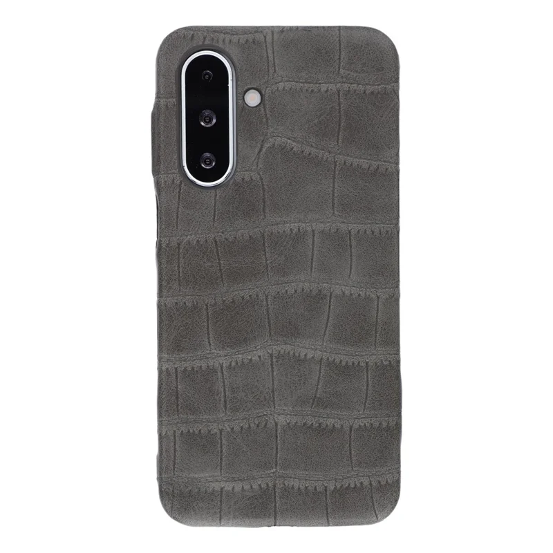 For Samsung Galaxy S25 Case Crocodile Pattern PU Leather Coated PC+TPU Protective Cover - Grey
